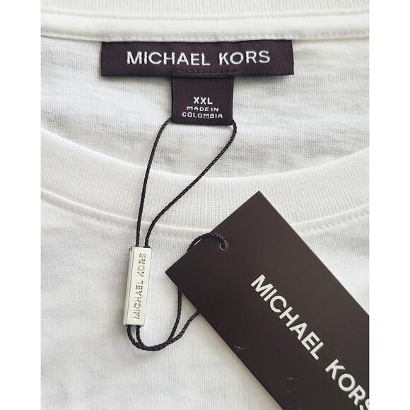 NWT Michael Kors Men's Graphic Block Logo Cotton White Designer Tee 2XL - Picture 4 of 6
